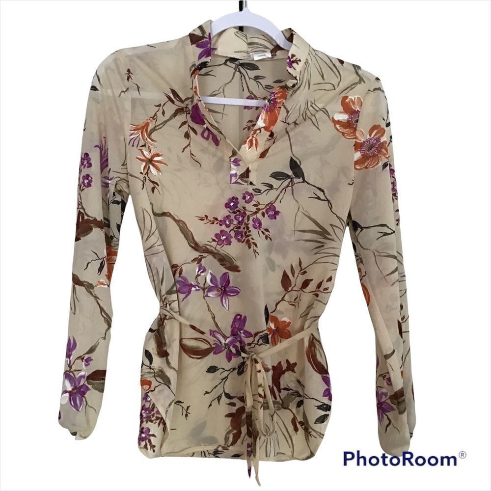 Vintage 70’s Style Sheer Mesh Floral Top